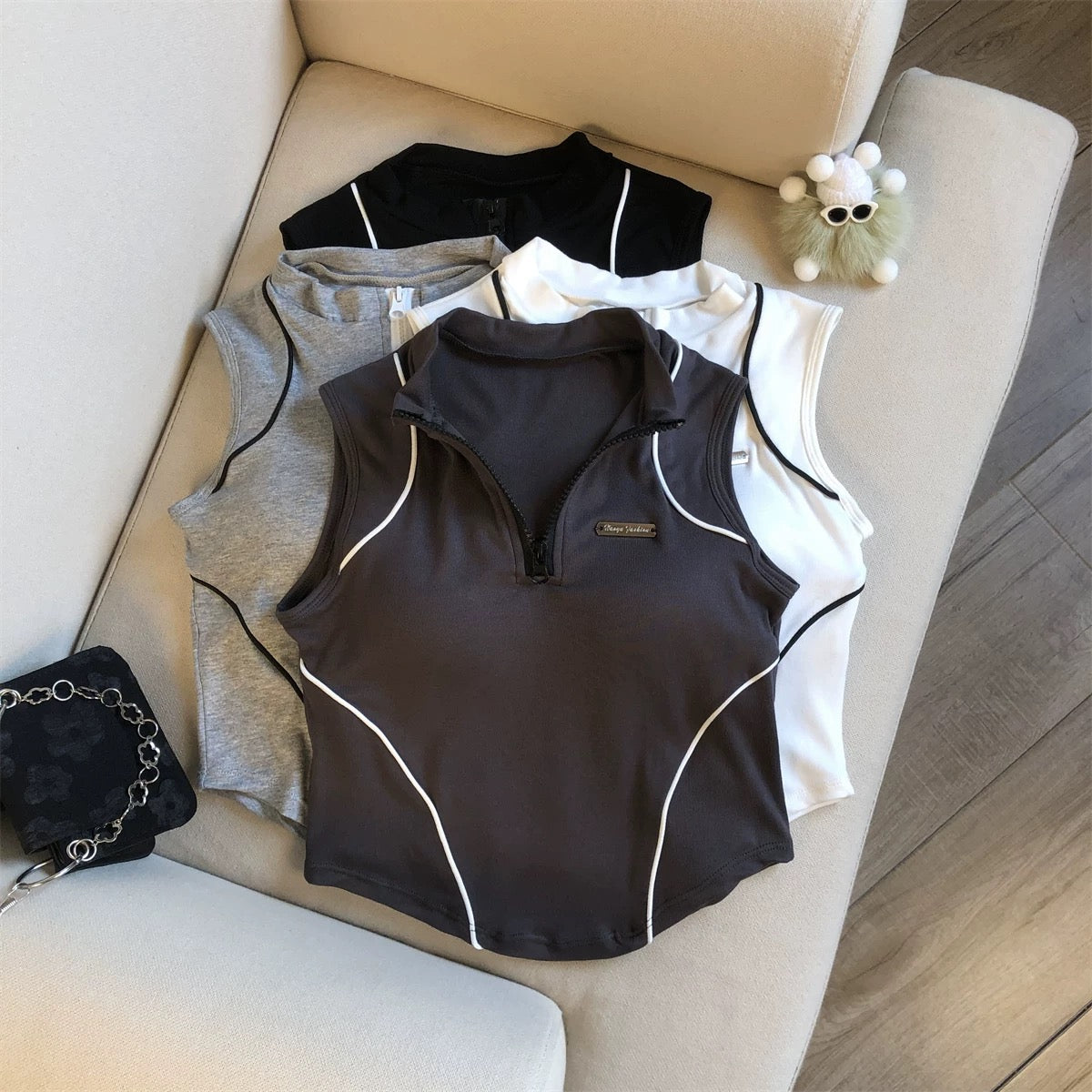 Barcelona Zip Up Built-In Bra Top